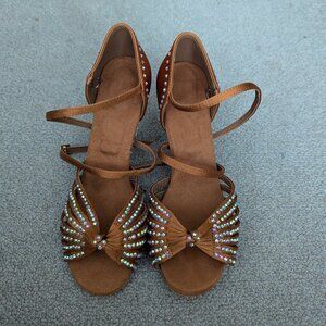 Women Rhinestoned Ballroom Latin Dance Shoes (2.75" sz 40)
